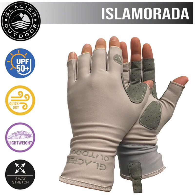 Glacier Glove Islamorada 50+ Sun Protection Durable Lightweight Breathable Quick-Dry Fingerless Outdoor Fishing Sun Glove, Light Gray, Medium - Image 2